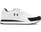 Under Armour Herren Essential Runner, Sneaker im Retro-Look, leichte & atmungsaktive Laufschuhe, stylische Sportschuhe mit Leder,White / Black / Black,43