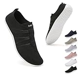 Geweo Barfußschuhe Damen Barfuss Hausschuhe Schuhe Sneaker Barfussschuhe Herren Bequem Leicht Laufschuhe Straßenlaufschuhe Fitnessschuhe Traillaufschuhe Zero Drop Barefoot Shoes Schwarz 45EU